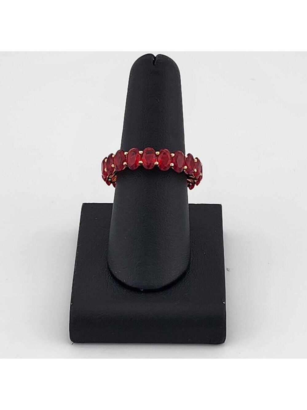 Sterling Silver 925 Twist Ring with Multi Red Gemstones – Bold & Elegant Design